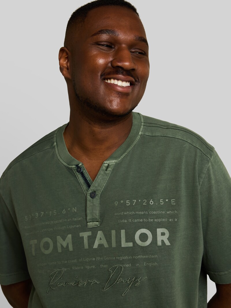 Tom Tailor Plus Size - Henley T-Shirt im Used-Look - Deep Leaf Green