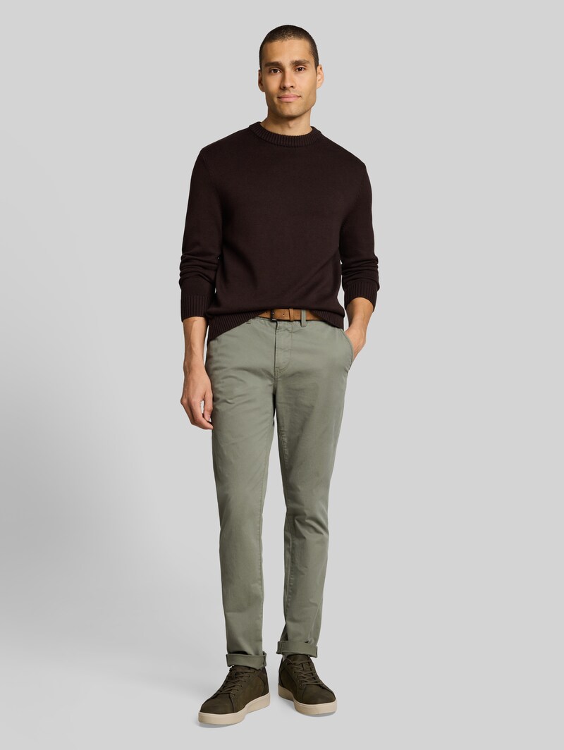 Tom Tailor TTSLIM Chino Hose mit Gürtel - Dusty Mid Olive
