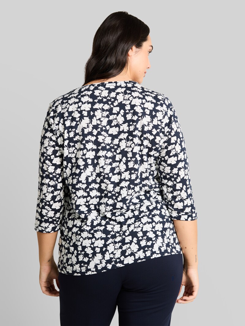 Tom Tailor Plus Size - Langarmshirt mit Muster - Blue Ginkgo Minimal