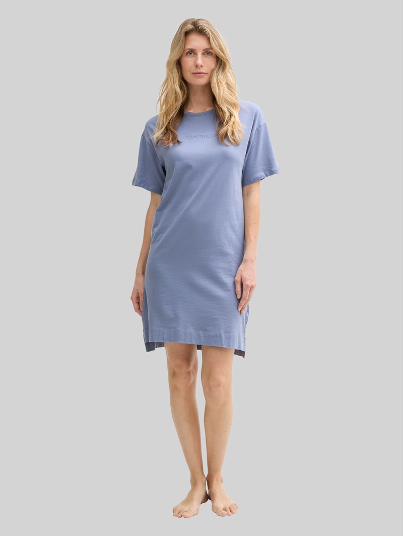 Tom Tailor Nachthemd mit Kurzarm und Logo-Print - Blue-medium-solid