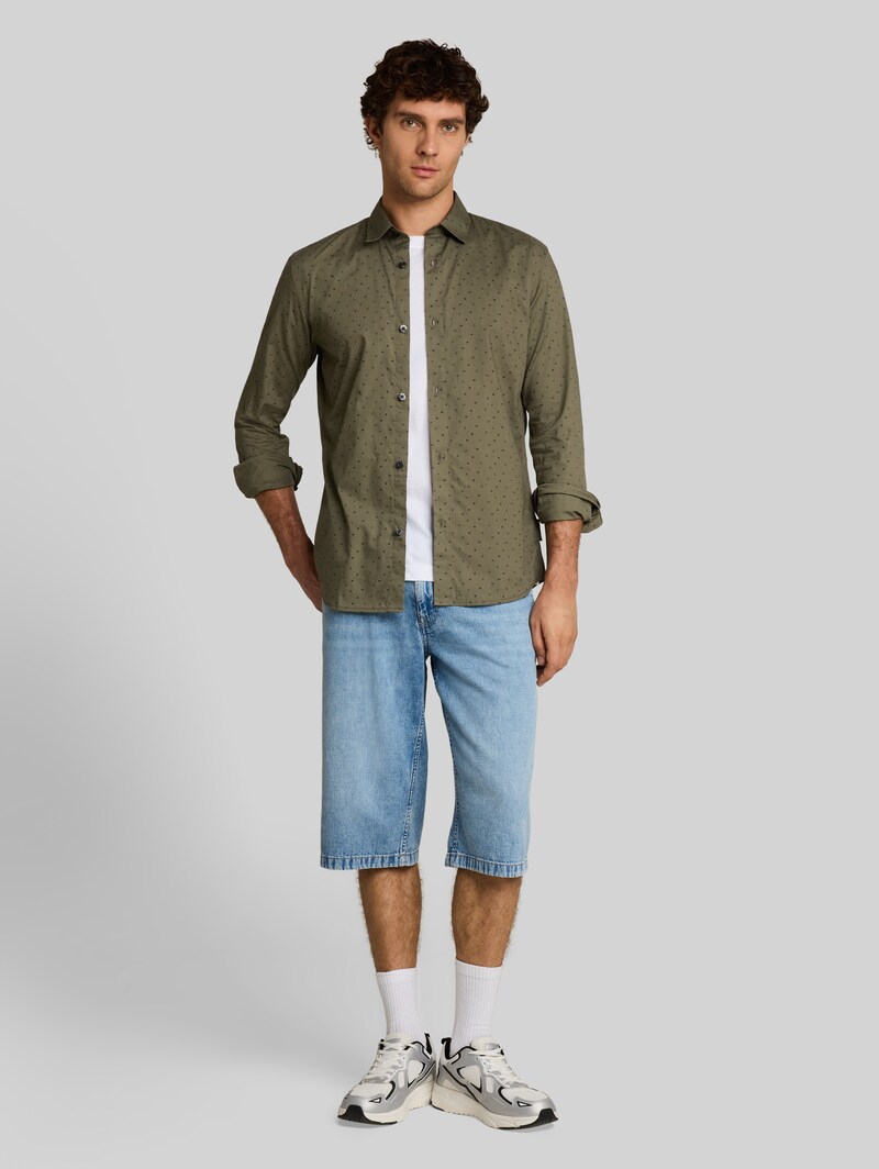 Tom Tailor Regular Fit Hemd mit Muster - Green Black Music Design