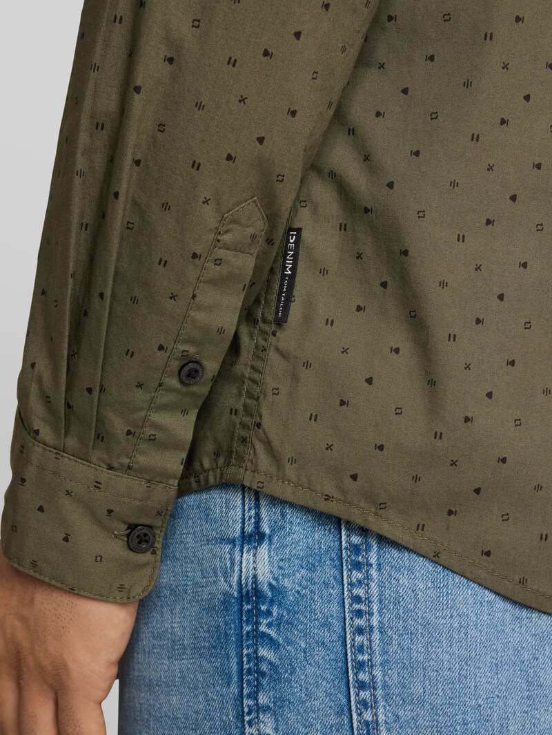 Tom Tailor Regular Fit Hemd mit Muster - Green Black Music Design
