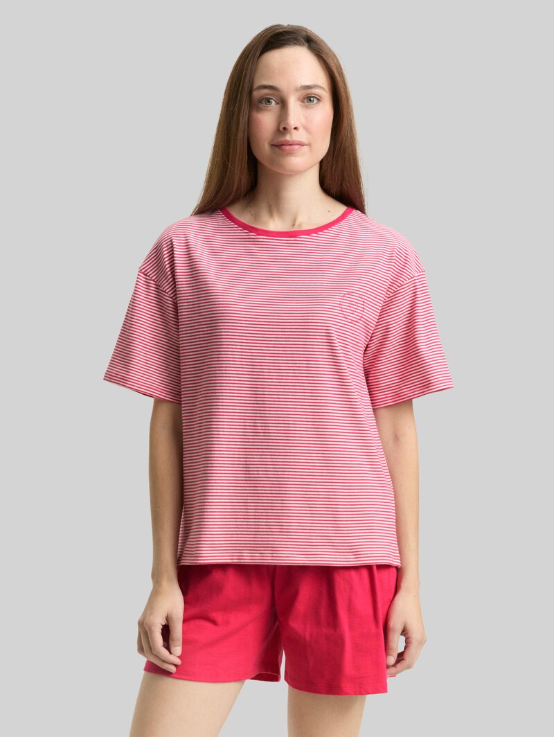 Tom Tailor Pyjama-Set mit Streifenmuster - Red-medium-horizontal Stripe Tom Tailor Pyjama-Set mit Streifenmuster - Red-medium-horizontal Stripe