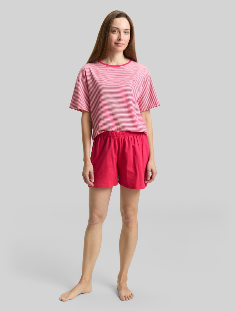 Tom Tailor Pyjama-Set mit Streifenmuster - Red-medium-horizontal Stripe