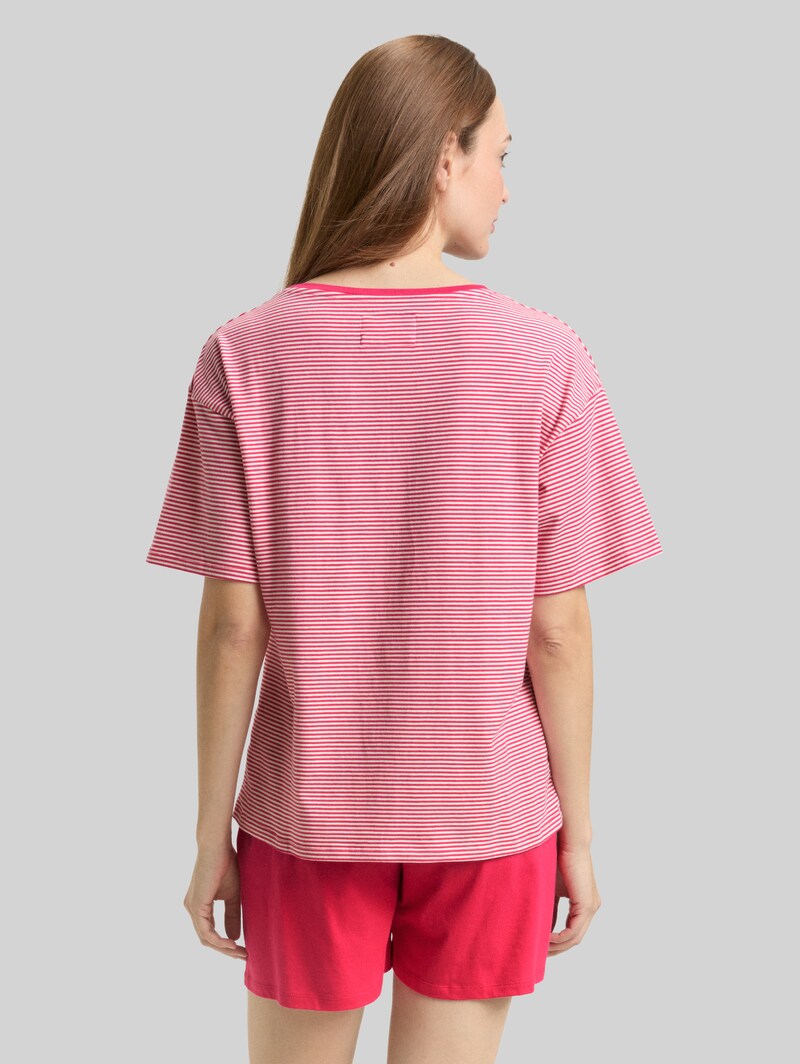 Tom Tailor Pyjama-Set mit Streifenmuster - Red-medium-horizontal Stripe
