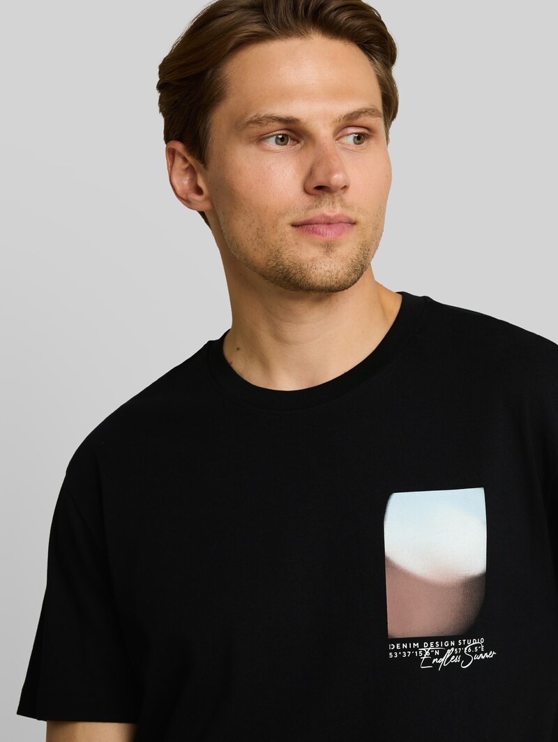 Tom Tailor Relaxed Fit T-Shirt mit Print - Black