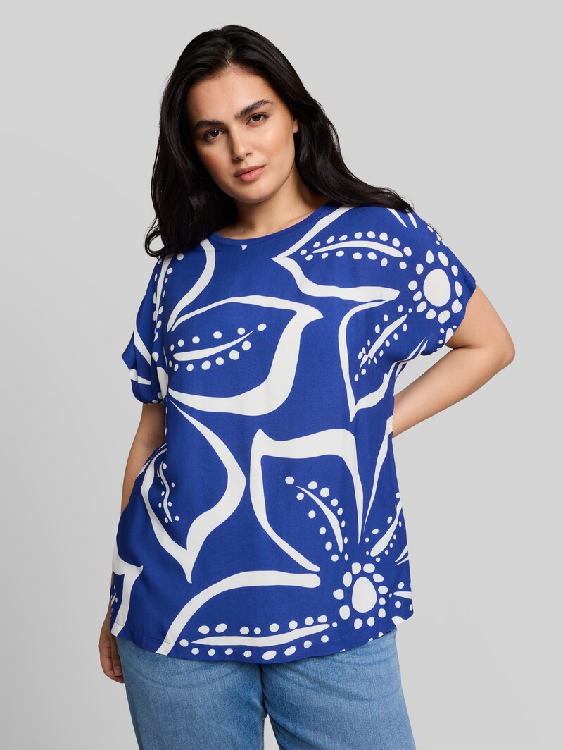 Tom Tailor Plus Size - T-Shirt im Material-Mix - Shiny Royal Blue