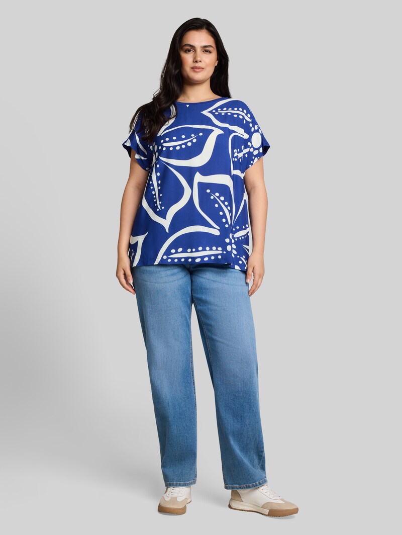 Tom Tailor Plus Size - T-Shirt im Material-Mix - Shiny Royal Blue