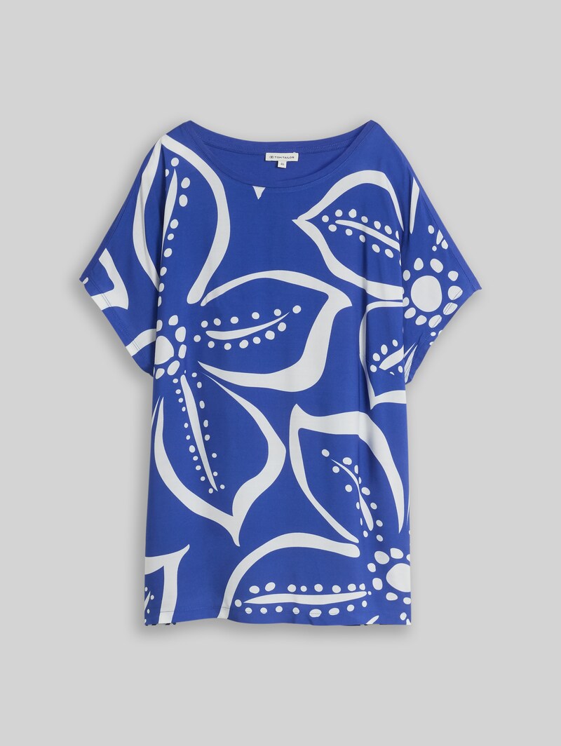 Tom Tailor Plus Size - T-Shirt im Material-Mix - Shiny Royal Blue