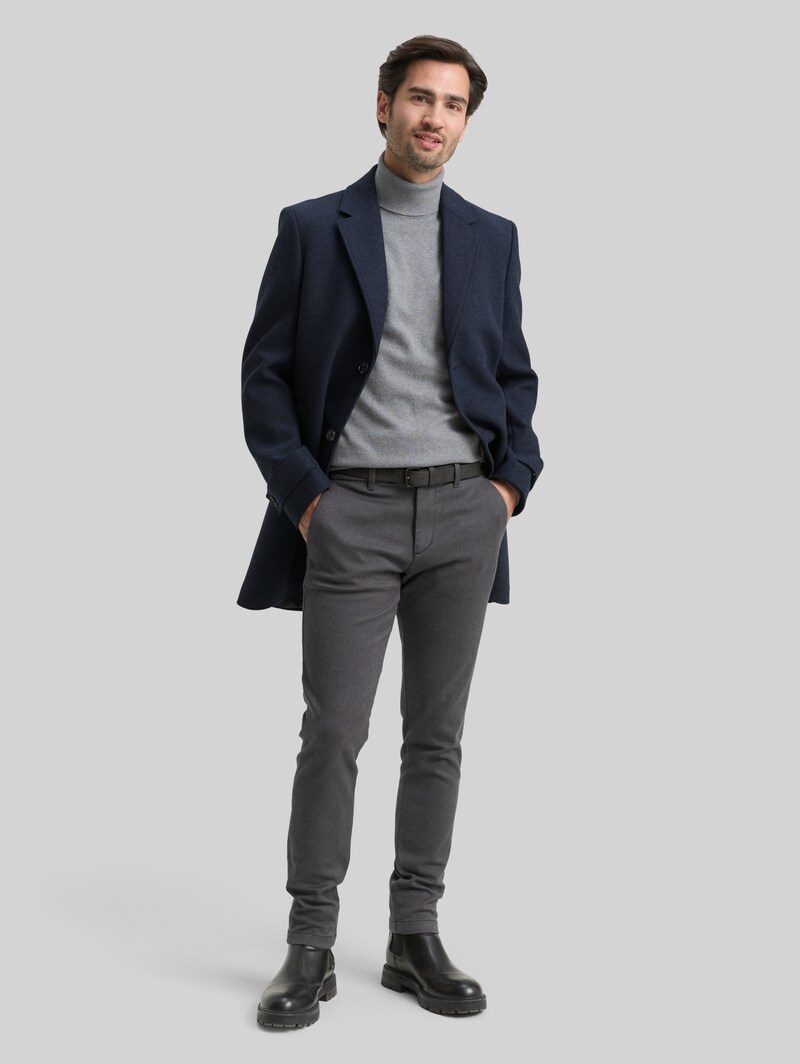Tom Tailor Wollmantel mit Reverskragen - Blue Small Herringbone