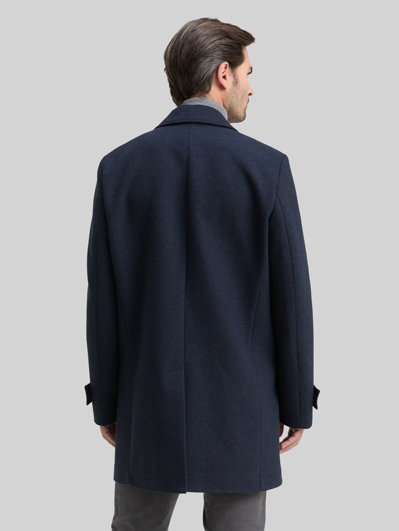 Tom Tailor Wollmantel mit Reverskragen - Blue Small Herringbone