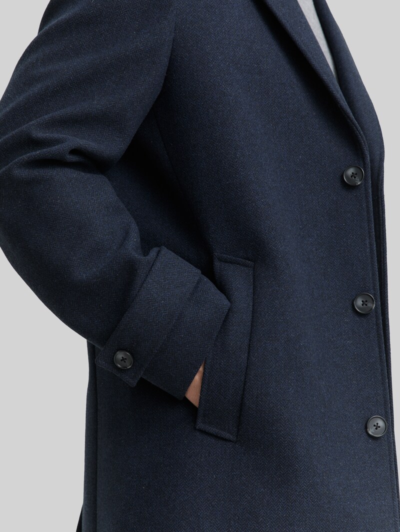 Tom Tailor Wollmantel mit Reverskragen - Blue Small Herringbone