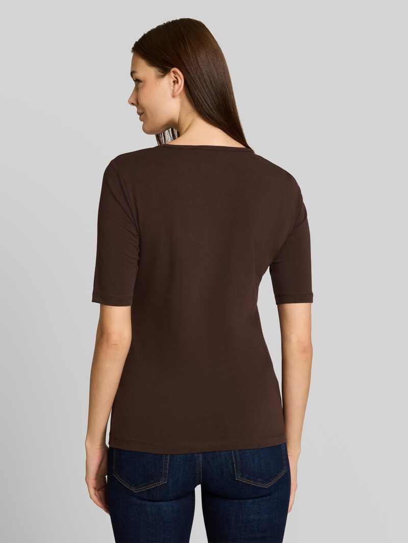 Tom Tailor Basic T-Shirt mit Rundhalsausschnitt - Java Dark Brown