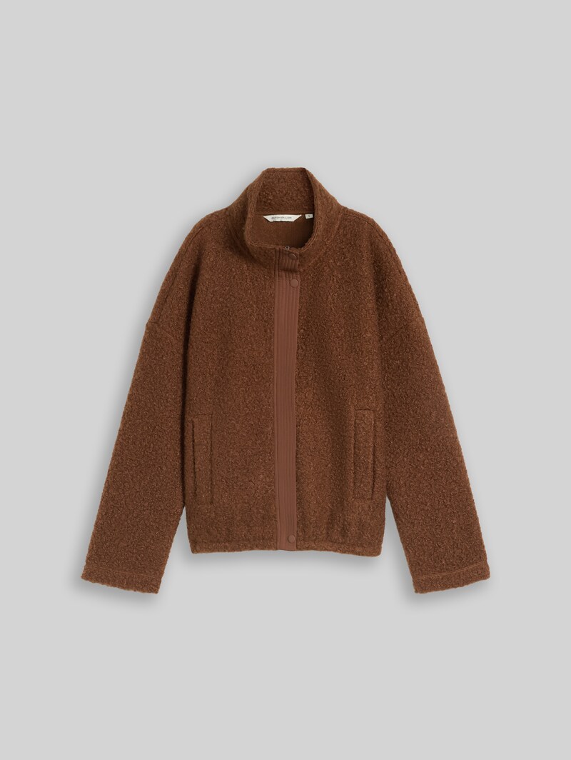 Tom Tailor Teddy Sweatjacke mit Stehkragen - New Camel