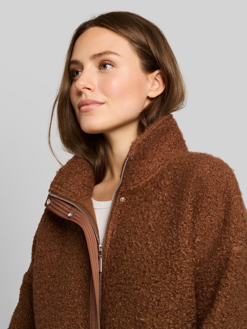 Tom Tailor Teddy Sweatjacke mit Stehkragen - New Camel