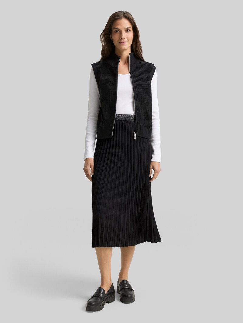 Tom Tailor Plissee Midi-Rock mit Glitzer-Detail - Deep Black