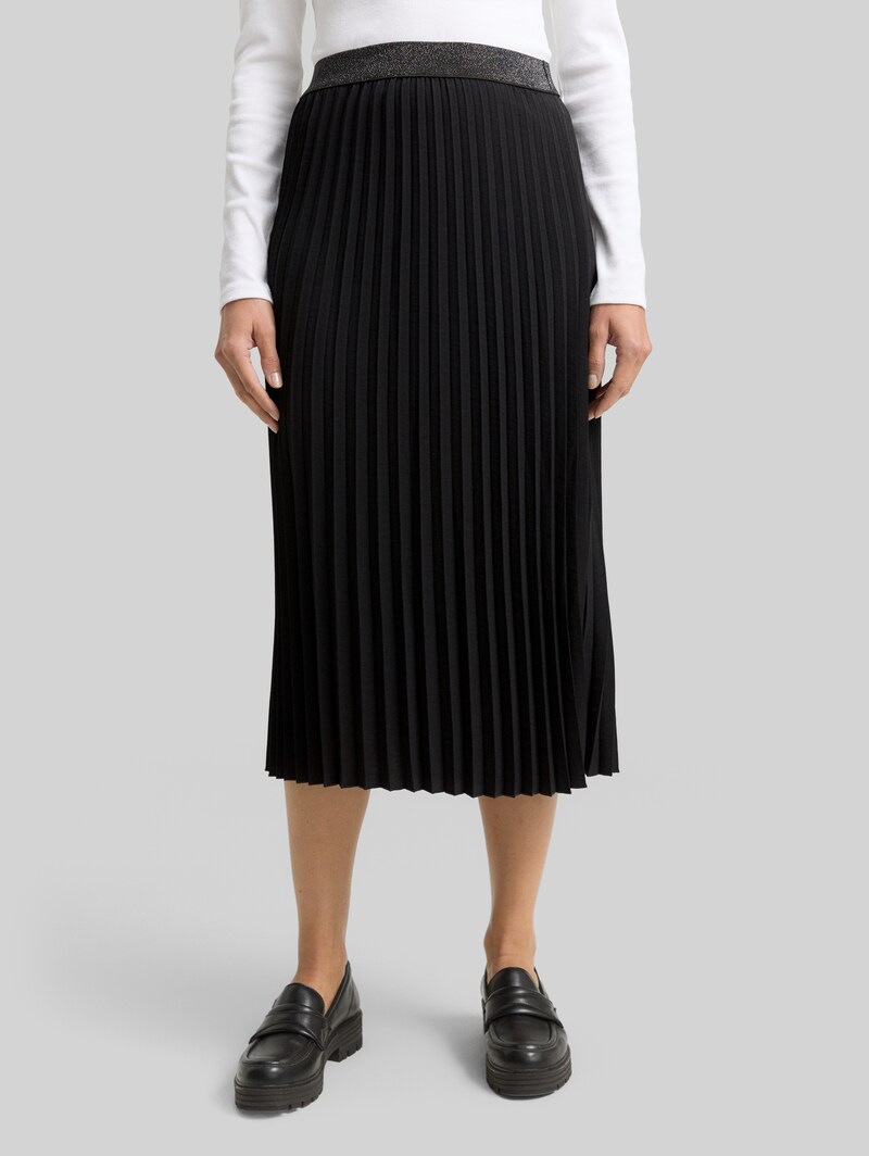 Tom Tailor Plissee Midi-Rock mit Glitzer-Detail - Deep Black