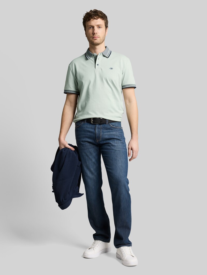 Tom Tailor Piqué Poloshirt mit Logo-Print - Soft Greyish Green