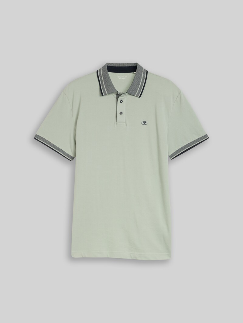 Tom Tailor Piqué Poloshirt mit Logo-Print - Soft Greyish Green