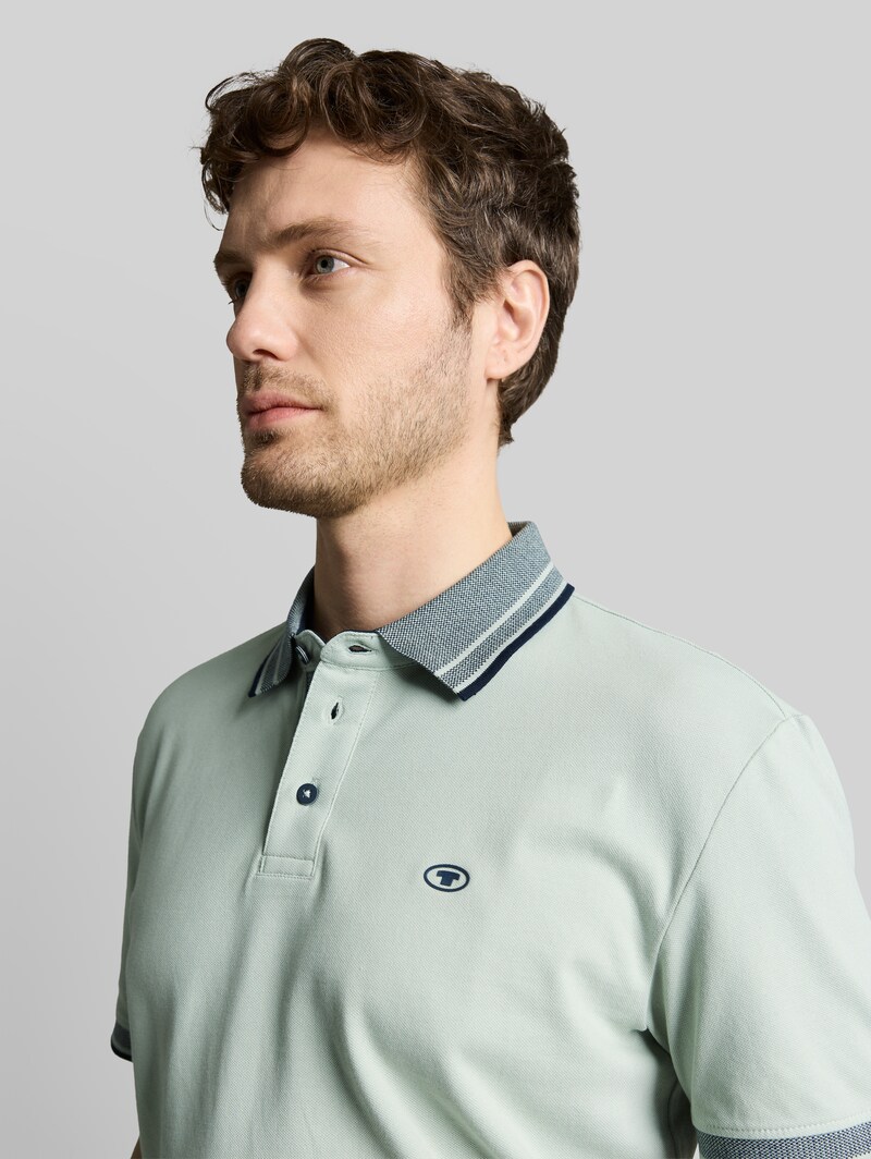 Tom Tailor Piqué Poloshirt mit Logo-Print - Soft Greyish Green
