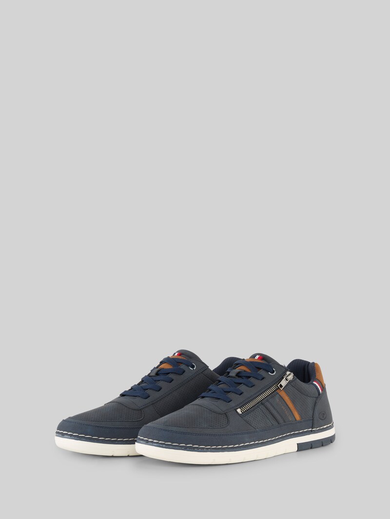 Tom Tailor Sneaker aus strukturiertem Lederimitat - Navy