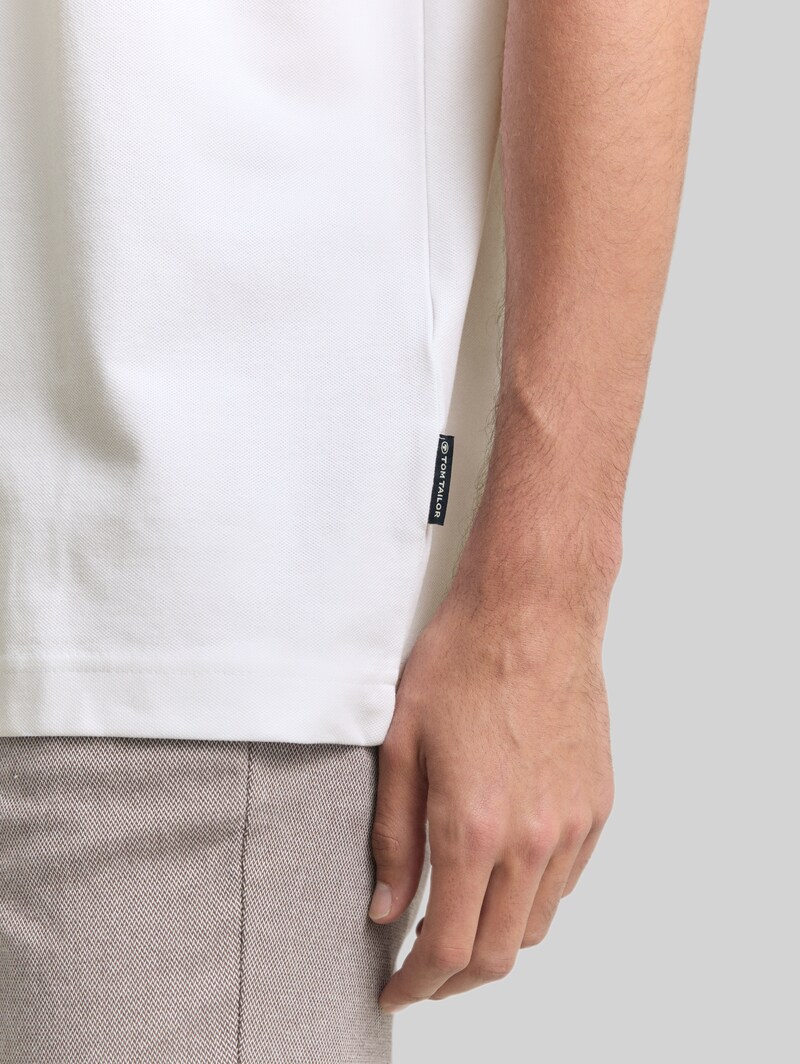 Tom Tailor Piqué T-Shirt mit Stretch - White