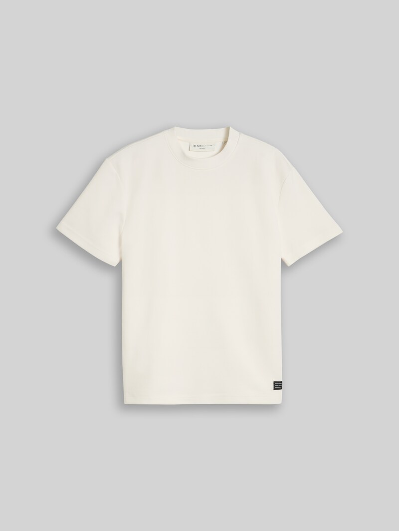 Tom Tailor Relaxed Fit Sweatshirt mit kurzen Ärmeln - Gardenia White