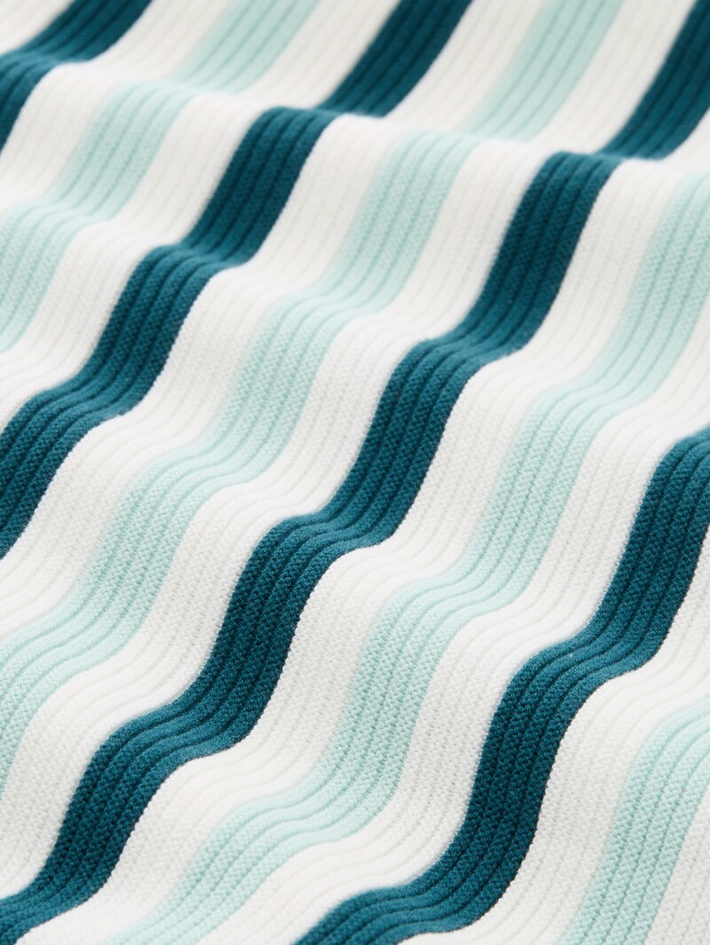 Tom Tailor Strickpullover aus Baumwolle - Mint Green Beige Stripe