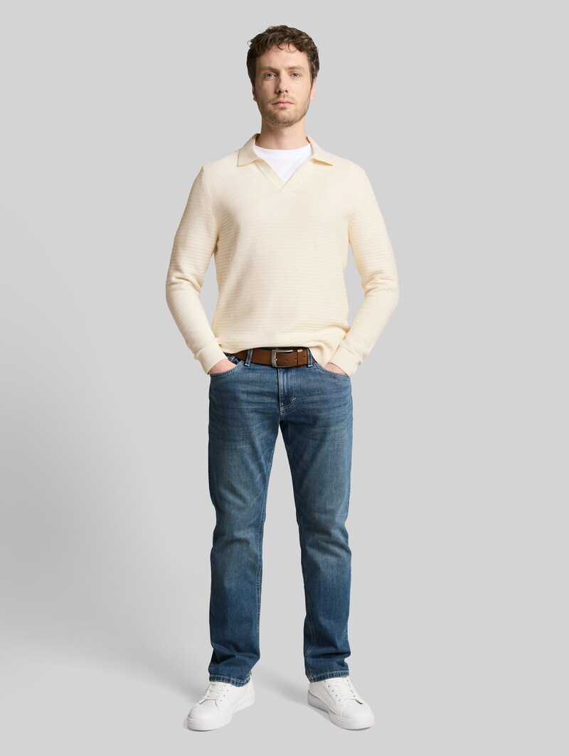 Tom Tailor Strickpullover mit Polokragen - Gardenia White Tom Tailor Strickpullover mit Polokragen - Gardenia White