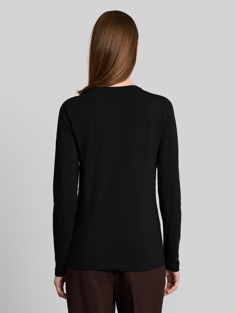 Tom Tailor Slim Fit Langarmshirt mit Logo-Print - Deep Black