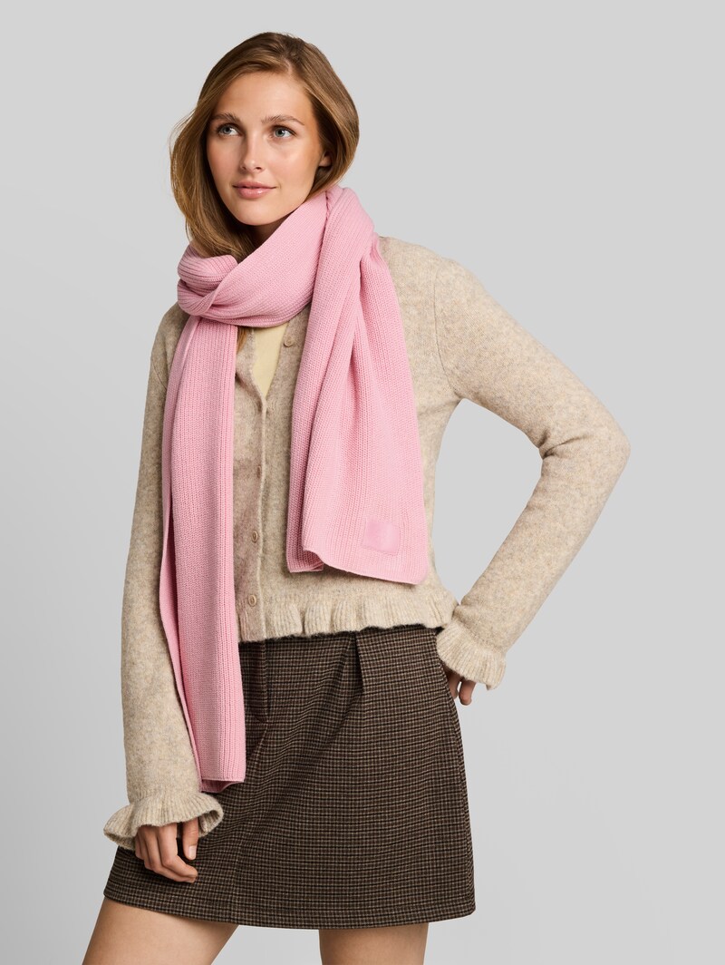 Tom Tailor Strickschal mit Badge - Soft Pink