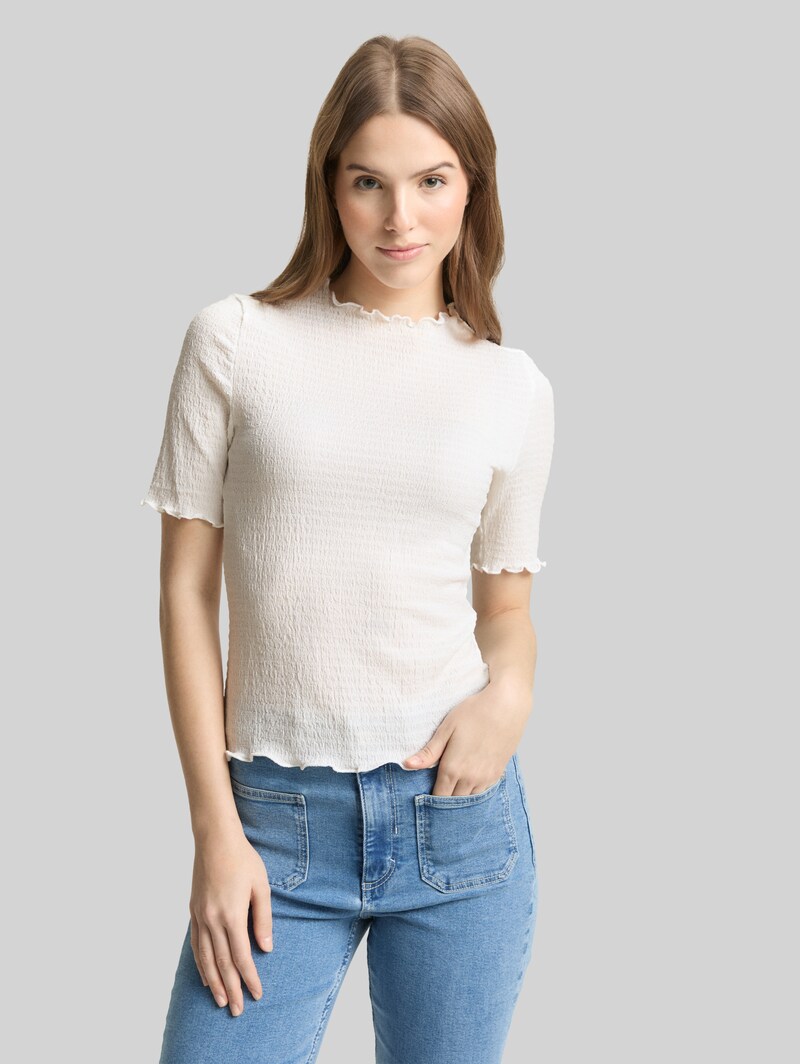 Tom Tailor Slim Fit Crinkle T-Shirt - Off White Tom Tailor Slim Fit Crinkle T-Shirt - Off White