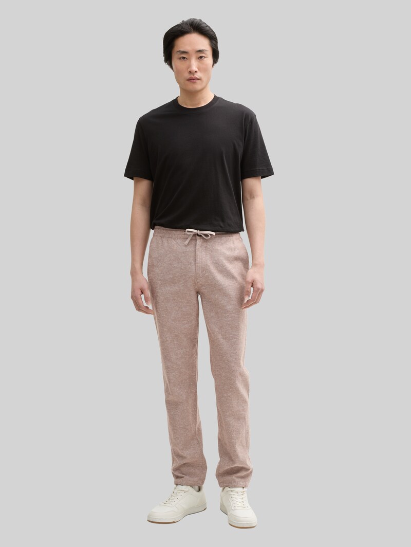 Tom Tailor Regular Chino Hose mit Leinenanteil - Mocha Brown Chambray