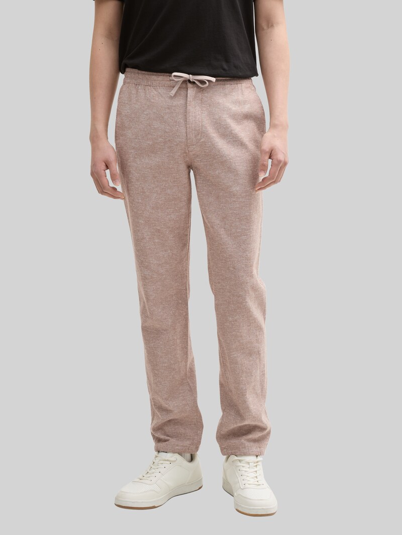 Tom Tailor Regular Chino Hose mit Leinenanteil - Mocha Brown Chambray