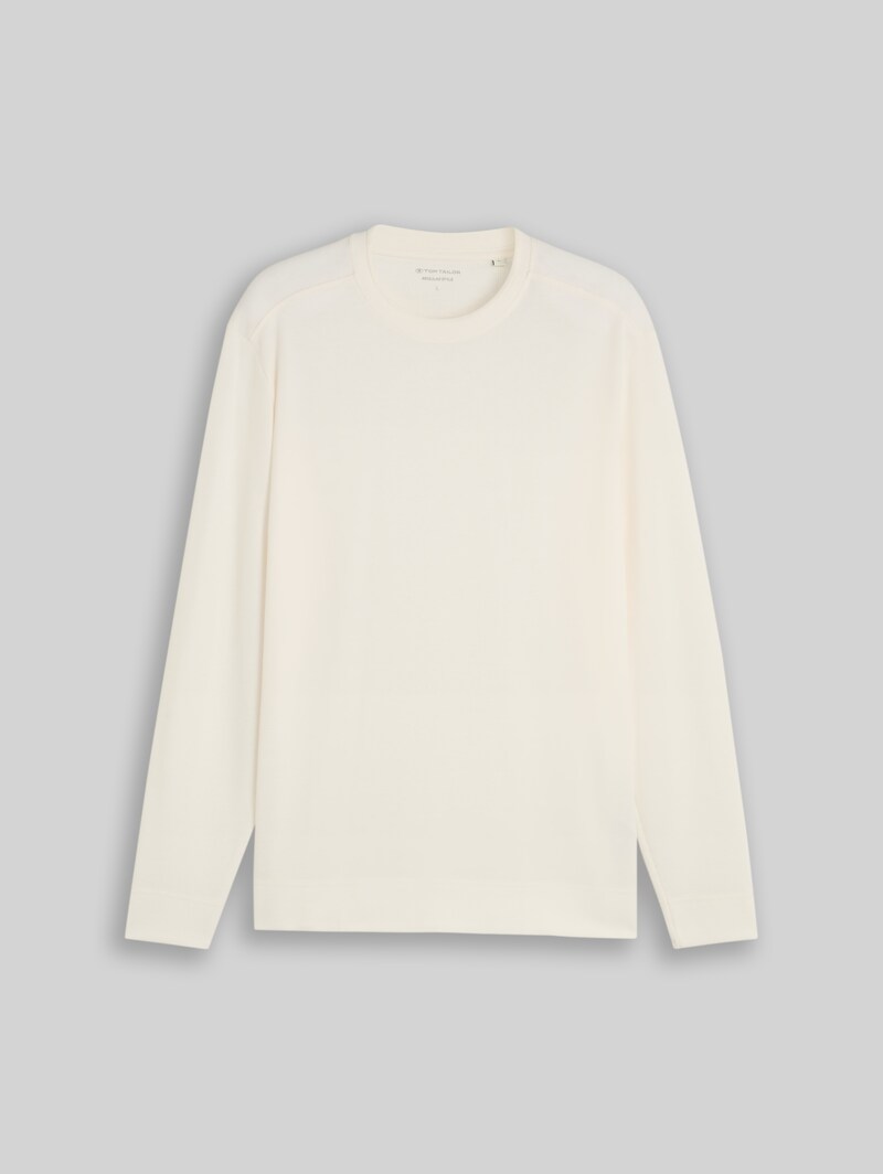 Tom Tailor Langarmshirt im Used-Look - Gardenia White