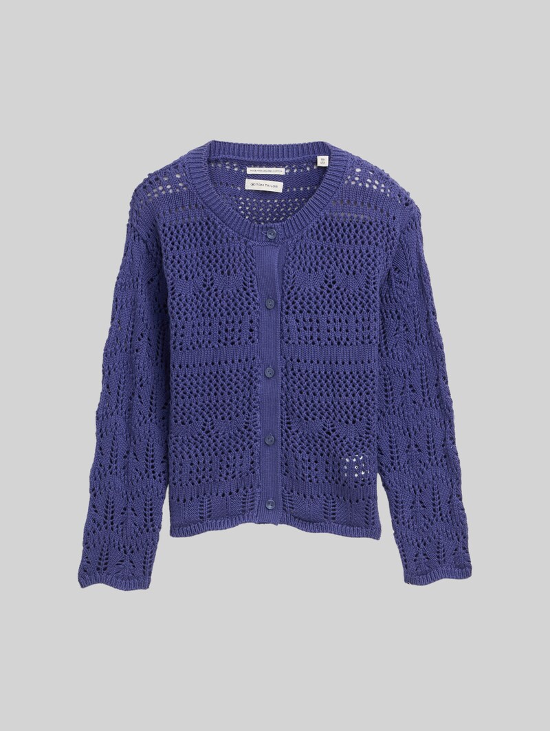 Tom Tailor Cardigan mit Lochmuster - Dark Blue Harbor