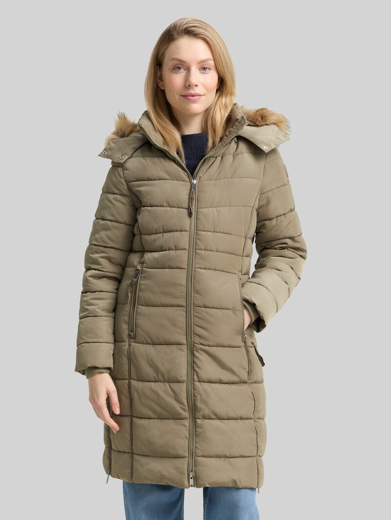 Tom Tailor Puffer-Mantel mit abnehmbarer Kapuze - Smoke Olive Tom Tailor Puffer-Mantel mit abnehmbarer Kapuze - Smoke Olive