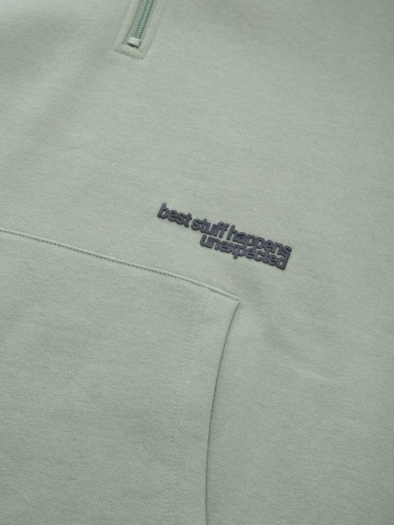 Tom Tailor Oversize Hoodie Sweatshirt mit Reißverschluss - Dusty Leave Green