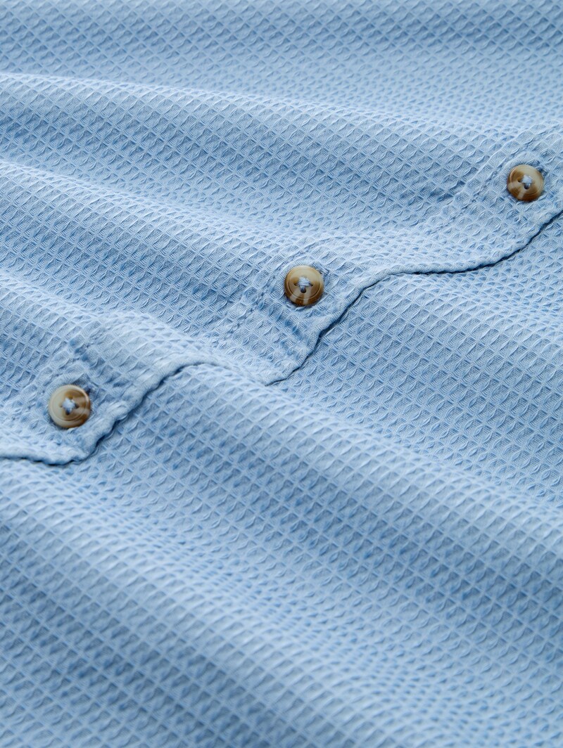 Tom Tailor Regular Fit Kurzarmhemd mit Waffelstruktur - Mountain Spring Blue