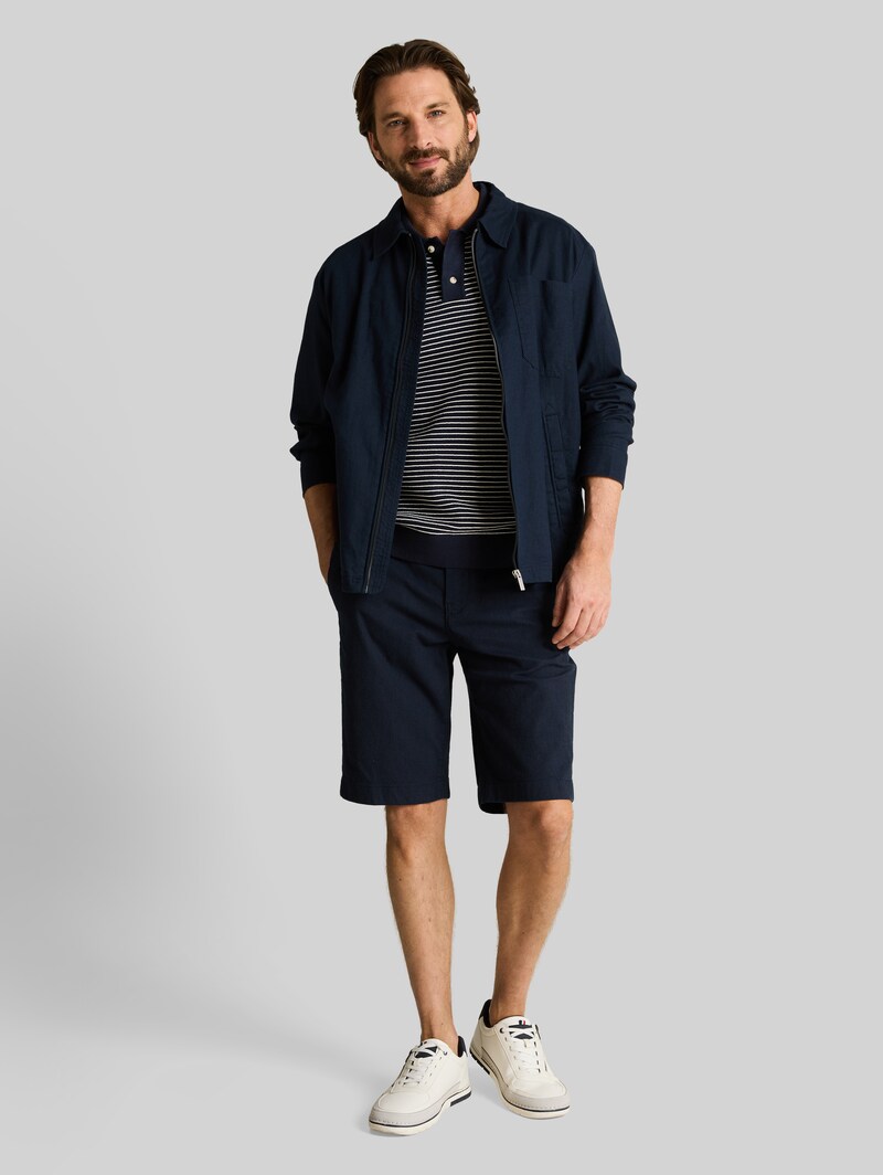 Tom Tailor Strickpullover mit Polokragen - Navy Offwhite Stripe