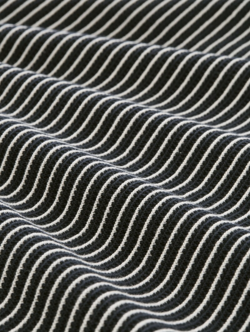 Tom Tailor Strickpullover mit Polokragen - Navy Offwhite Stripe