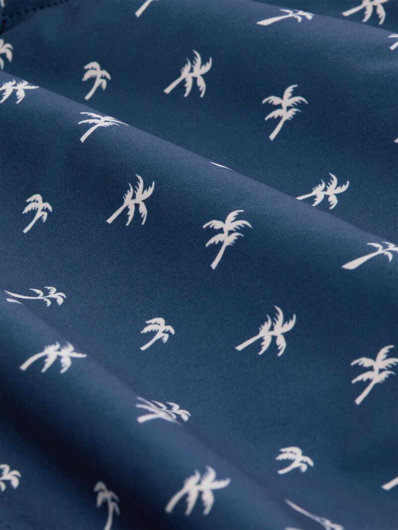 Tom Tailor Badeshorts mit Muster - Blue White Mini Palm Print