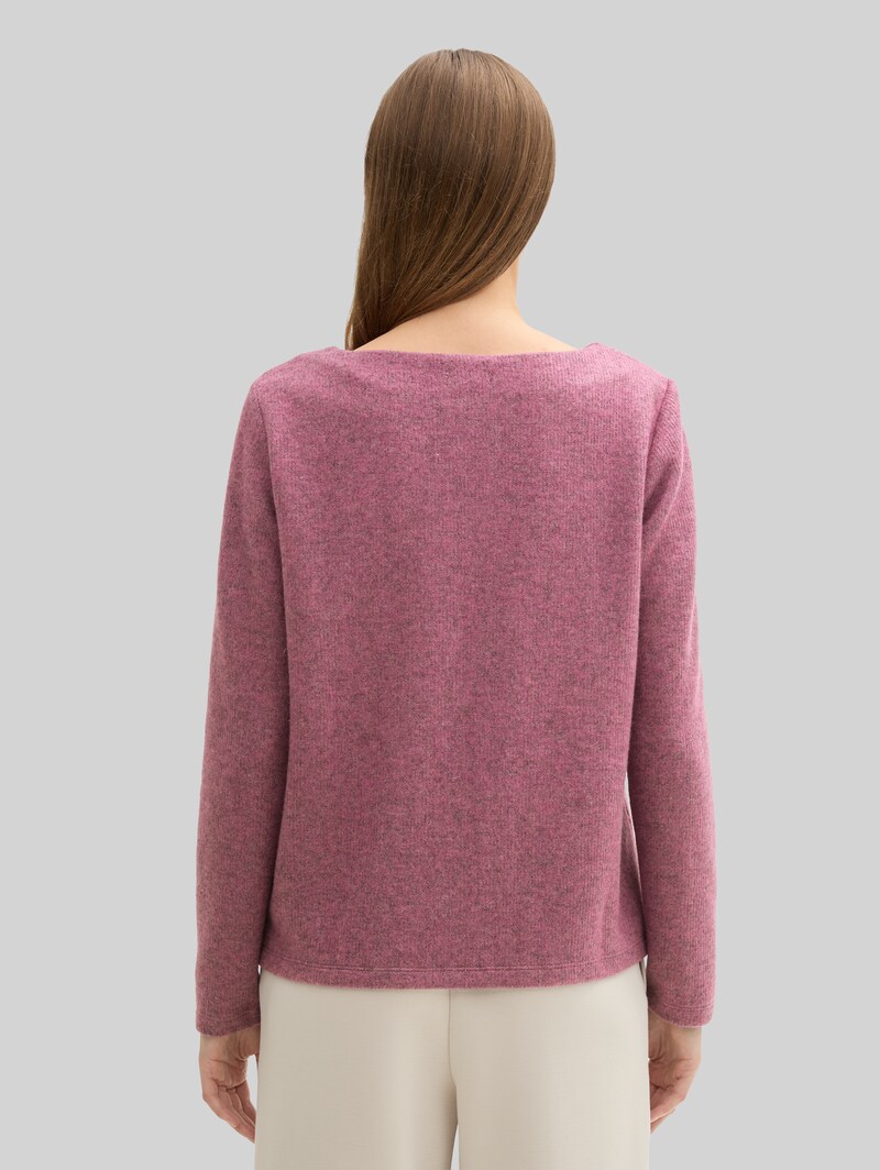Tom Tailor Soft-Touch Sweatshirt mit Knopf-Details - Pink Velvet Melange