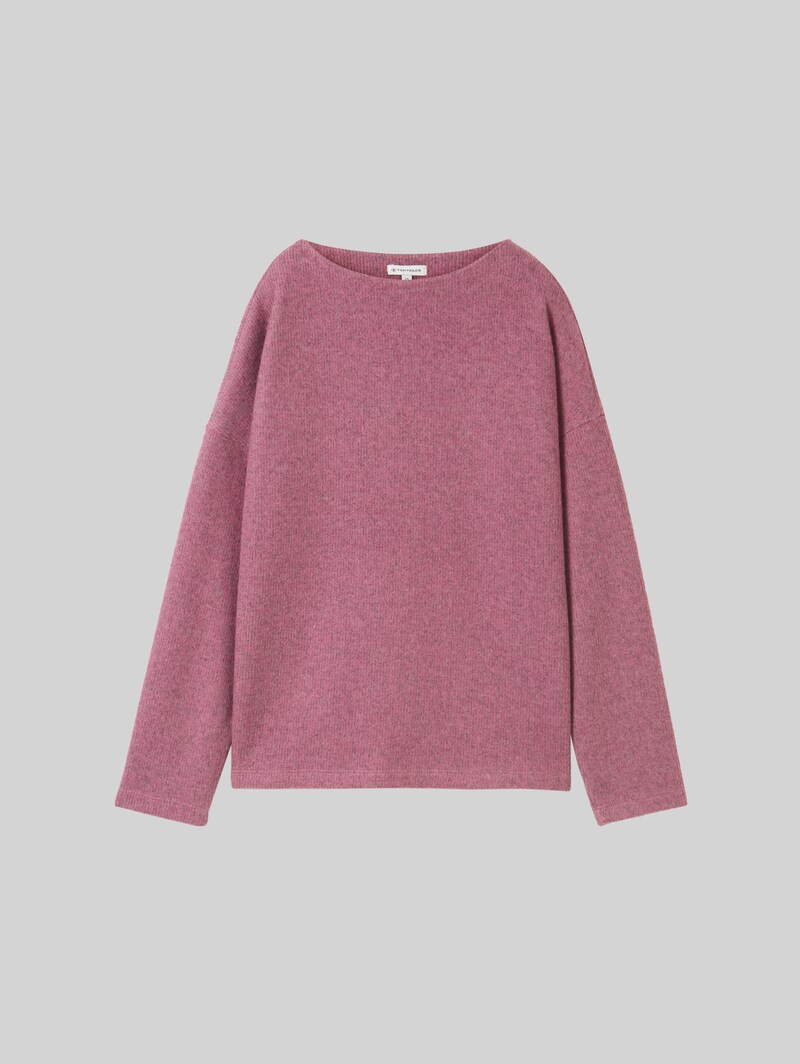 Tom Tailor Soft-Touch Sweatshirt mit Knopf-Details - Pink Velvet Melange