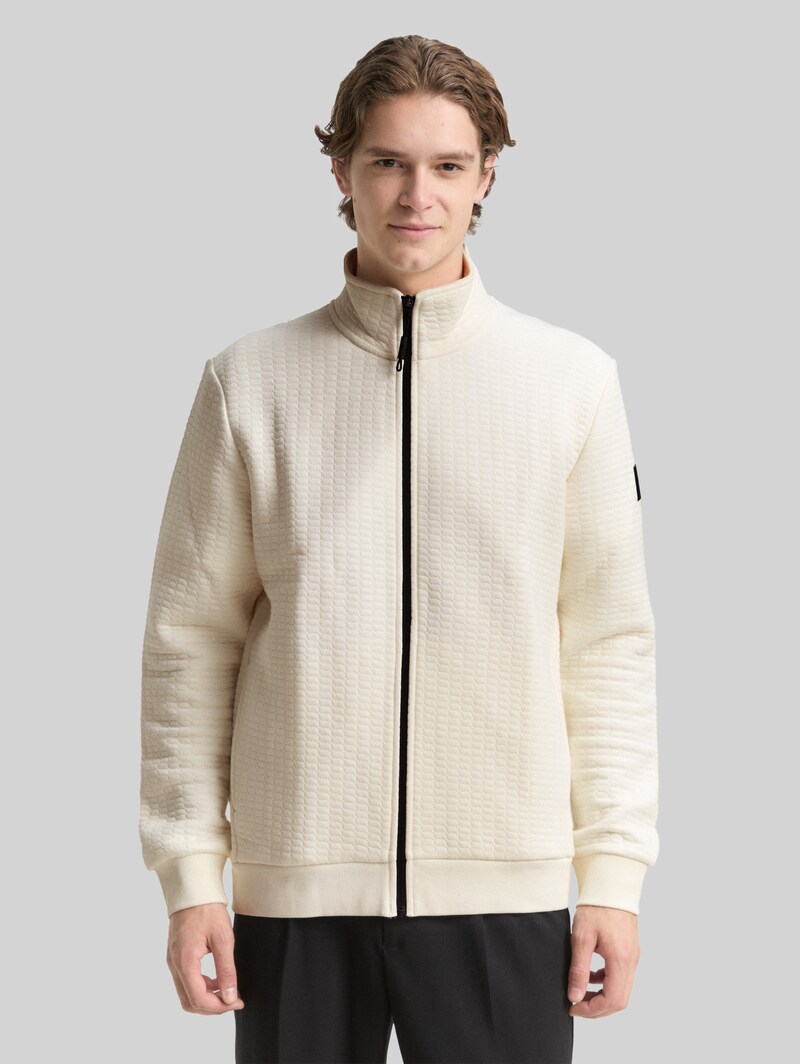 Tom Tailor Sweatjacke mit Stehkragen - Wool White Tom Tailor Sweatjacke mit Stehkragen - Wool White