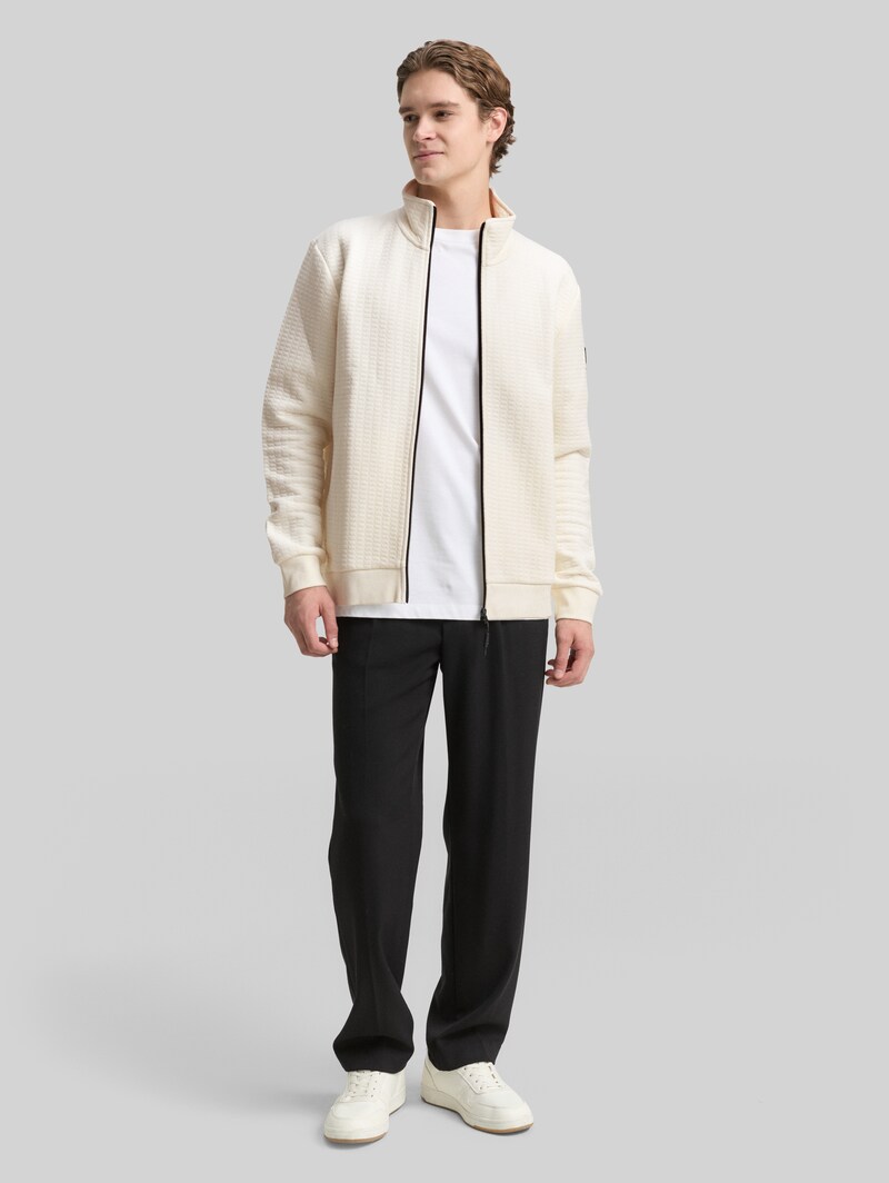 Tom Tailor Sweatjacke mit Stehkragen - Wool White