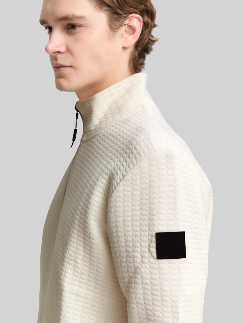 Tom Tailor Sweatjacke mit Stehkragen - Wool White
