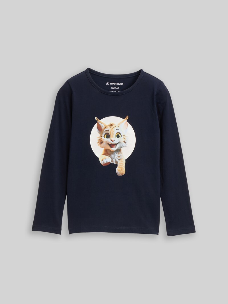 Tom Tailor Langarmshirt mit Fotoprint - Sky Captain Blue