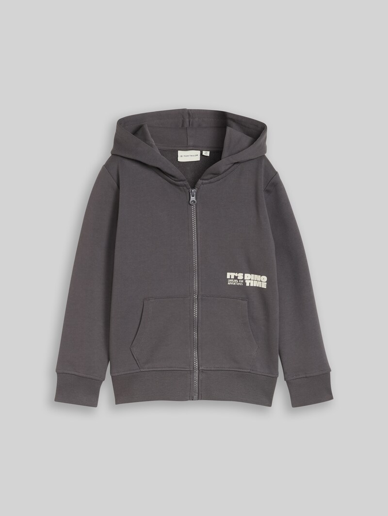 Tom Tailor Hoodie Sweatjacke mit Rückenprint - Dark Urban Grey