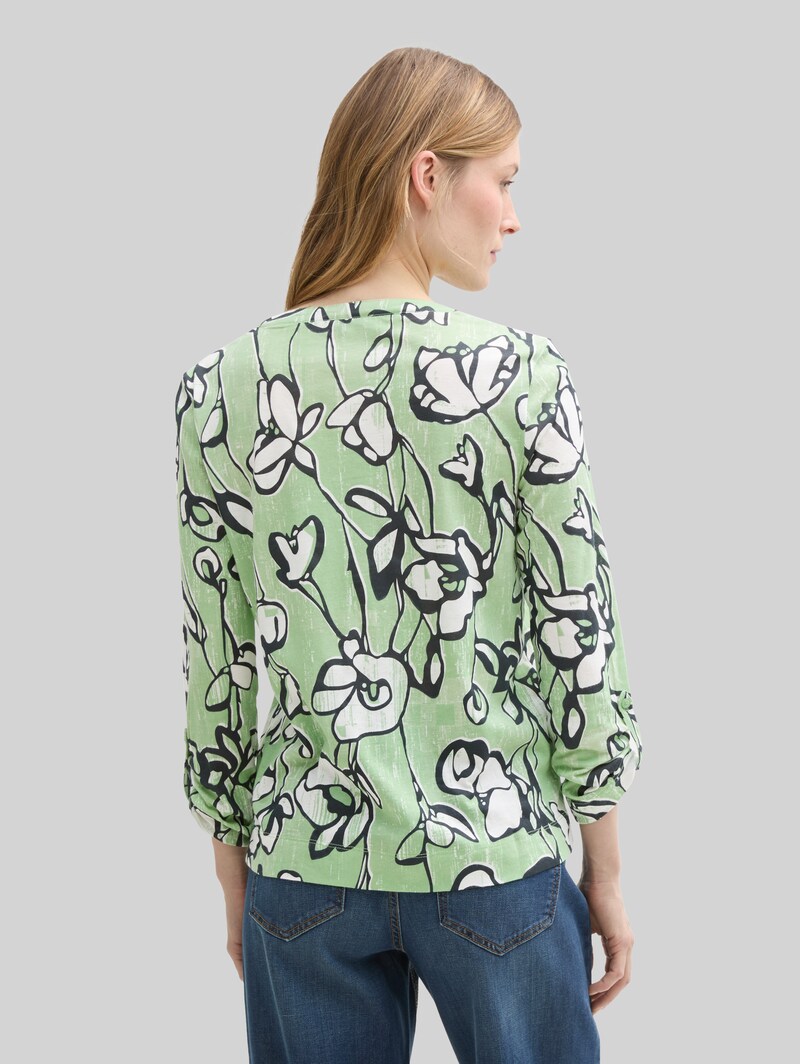 Tom Tailor Henley Langarmshirt mit Muster - Fresh Spring Floral Design